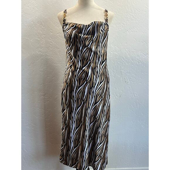 MICHAEL Kors Slip Dress Midi Dark Camel- Size Small - Picture 1 of 15